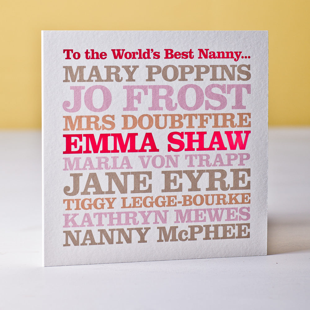 Personalised Famous ‘Nanny’ Card 
