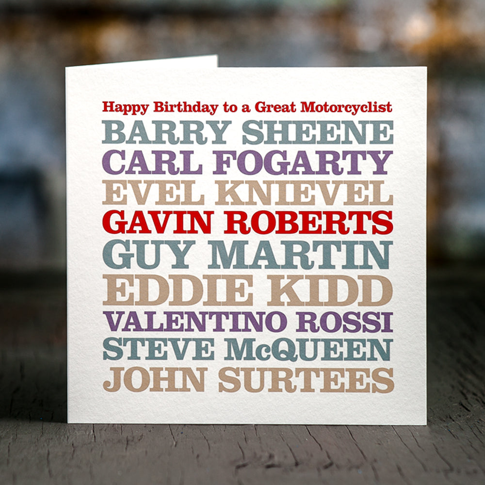 Personalised Celebrity ‘Motorcyclist’ Card 