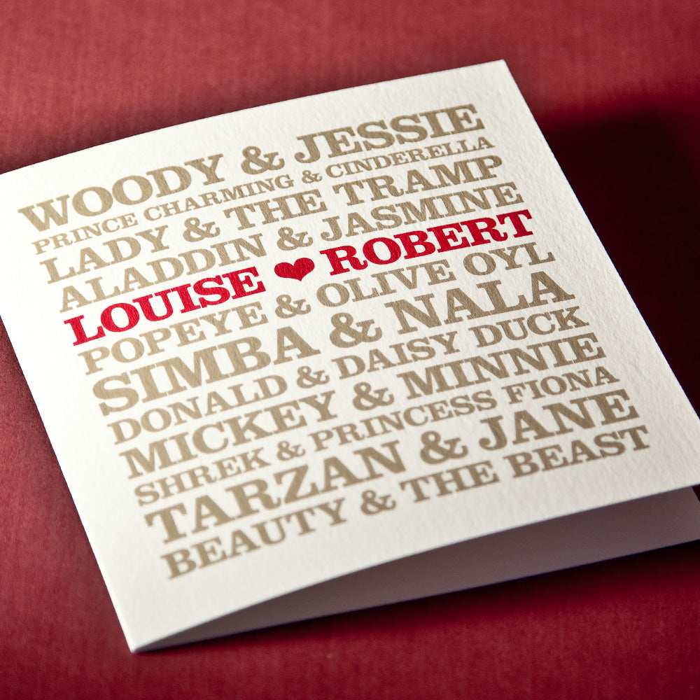 Personalised ‘Famous Cartoon Couples’ Card 