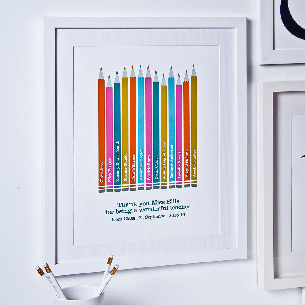 Personalised Class Pencil Print For Teacher