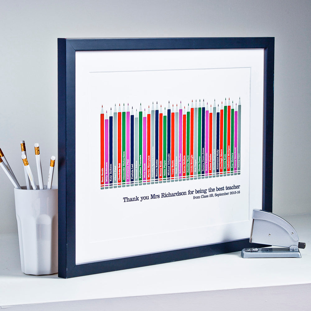 Personalised Class Pencil Print For Teacher