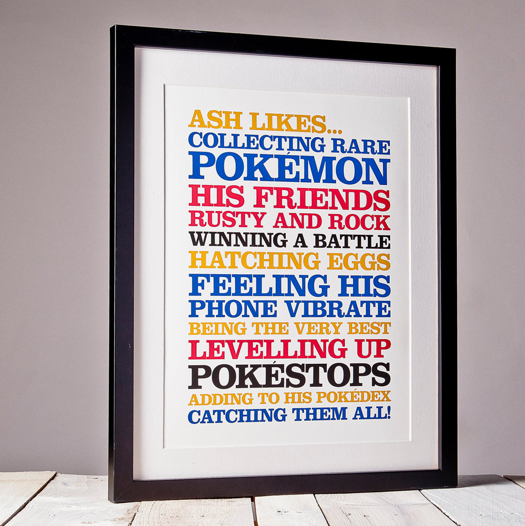 Children’s Personalised ‘Likes’ Poster Print_Primary Framed