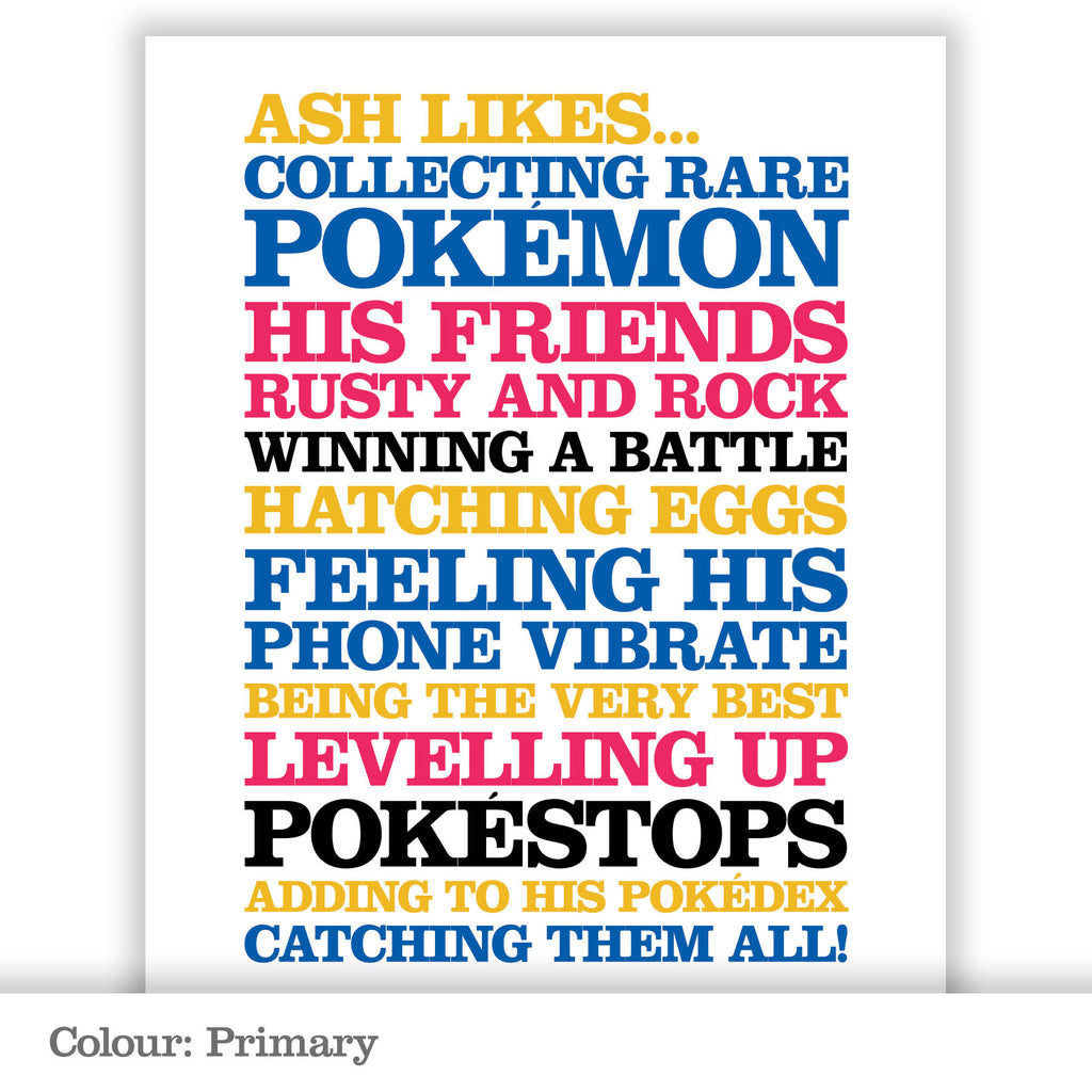 Children’s Personalised ‘Likes’ Poster Print_Primary
