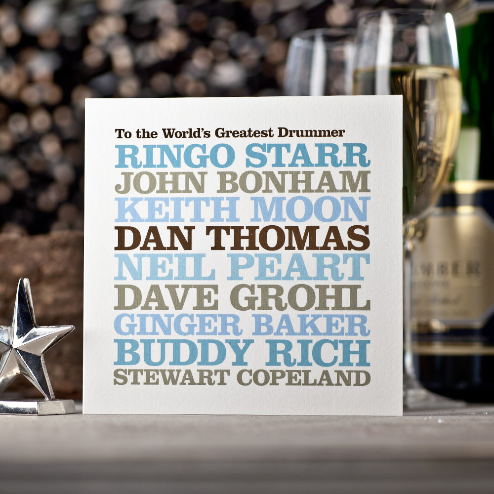 Personalised Famous ‘Drummer’ Card