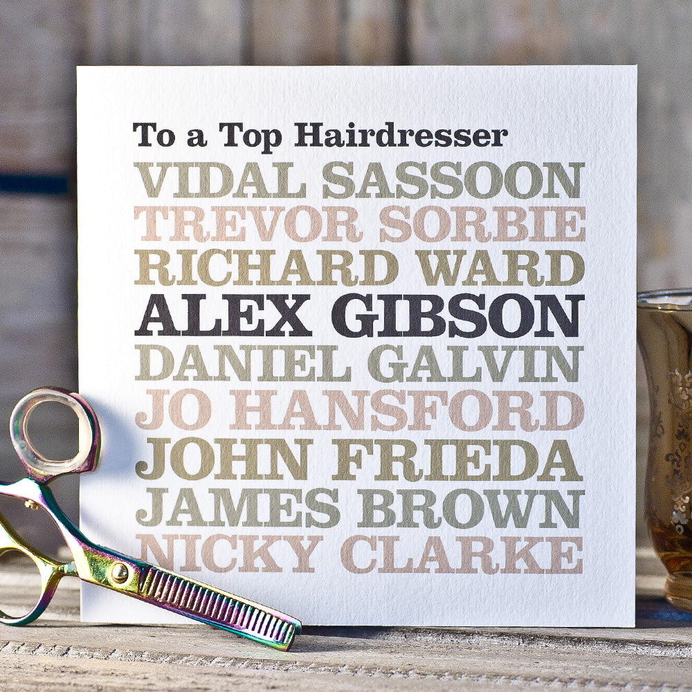 Personalised Celebrity ‘Hairdresser’ Card