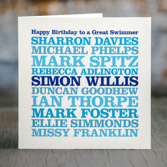 Personalised Celebrity ‘Swimmer’ Card