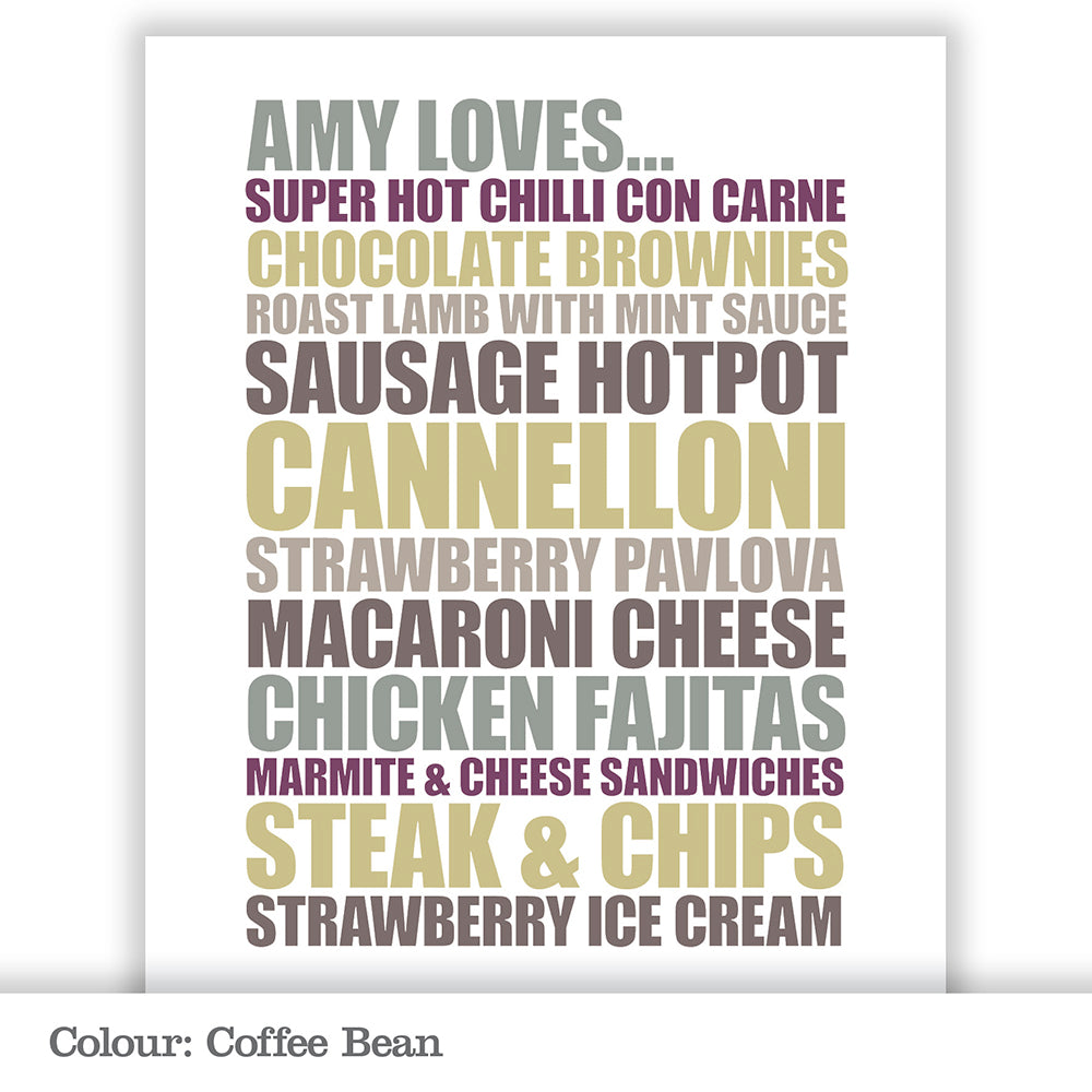 Personalised ‘Food Loves’ Poster Print