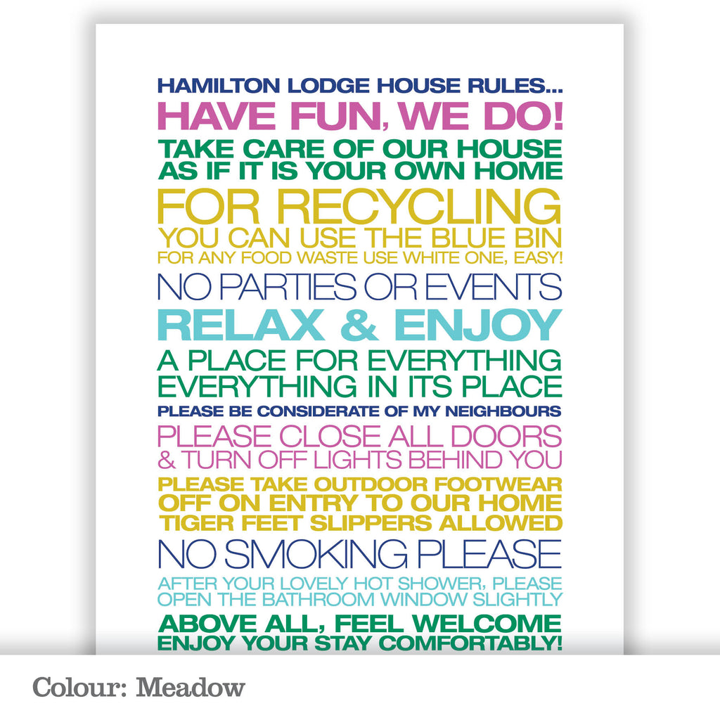 Personalised Guest House Rules Print_Meadow