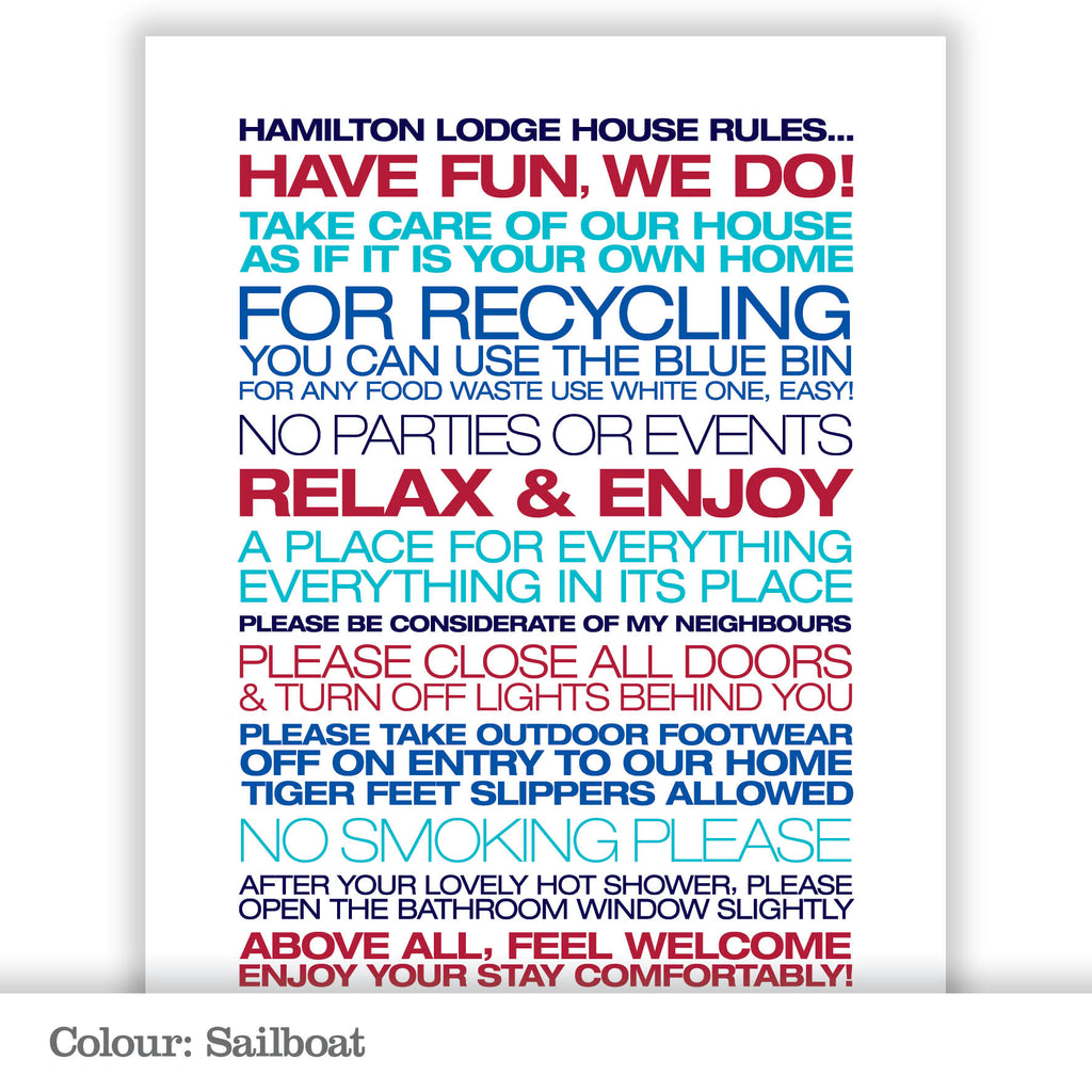 Personalised Guest House Rules Print_Sailboat