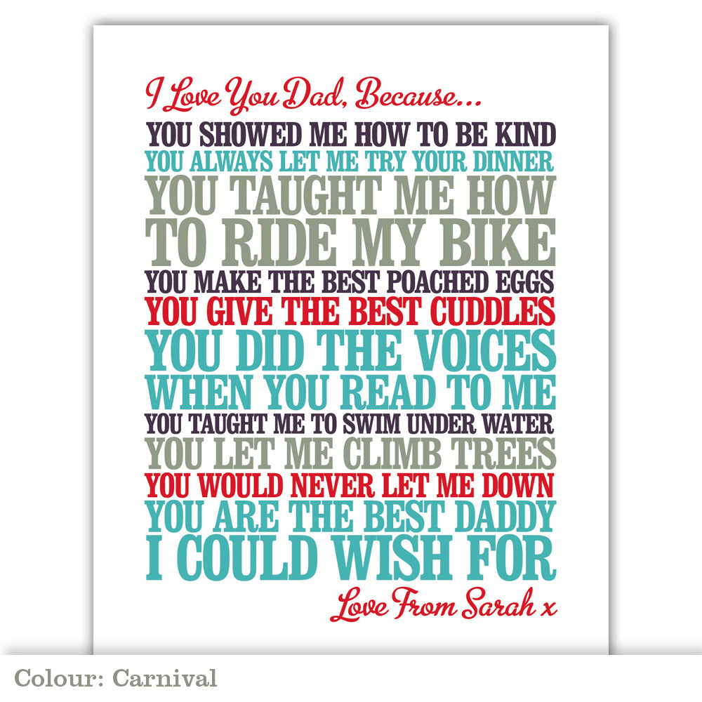 ‘I Love You Because’ Personalised Print