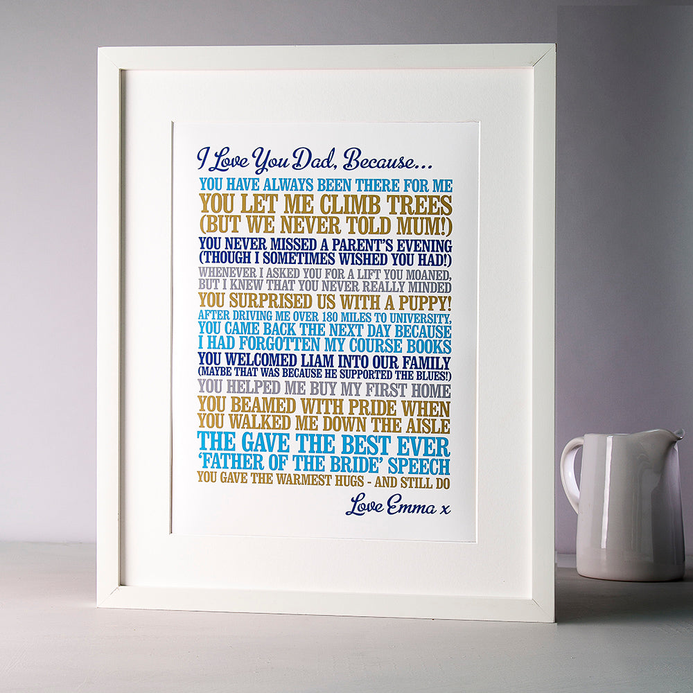 ‘I Love You Because’ Personalised Print