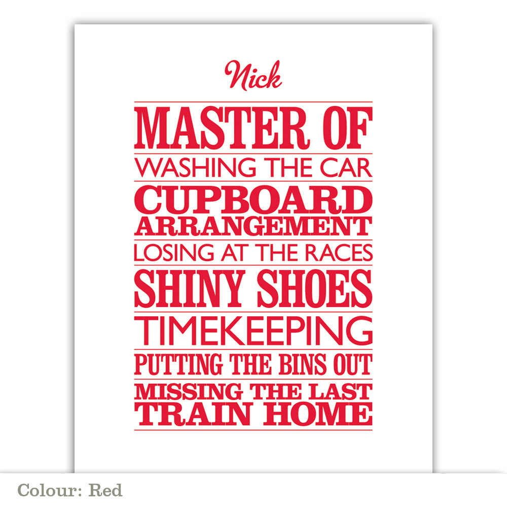 Personalised ‘Master Of’ Poster Print