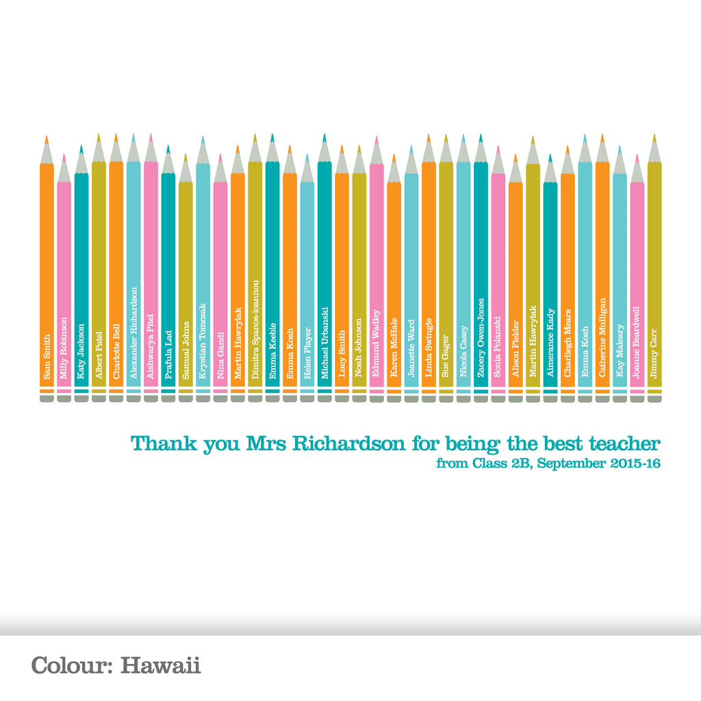 Personalised Class Pencil Print_Hawaii