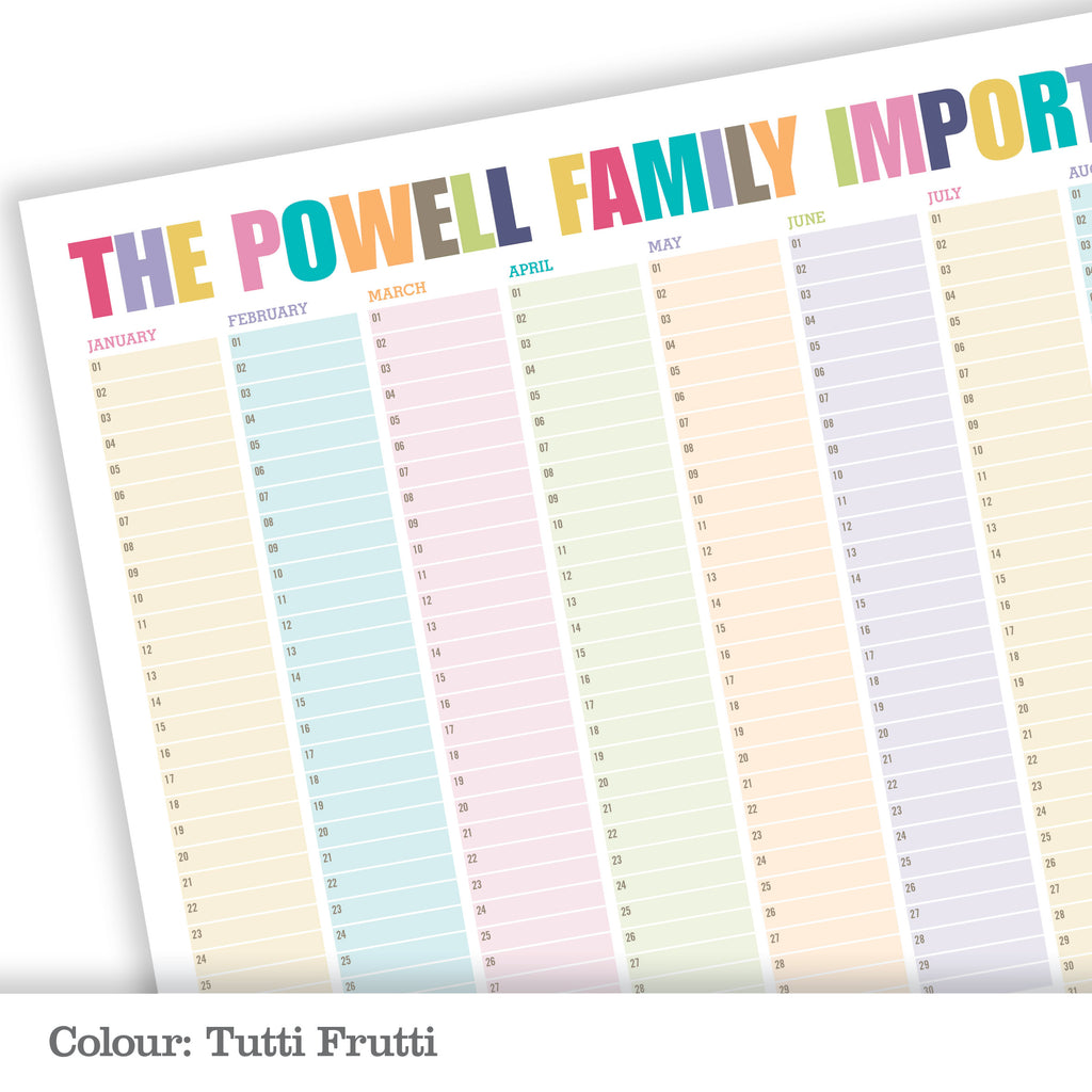 Personalised Perpetual Wall Planner_Tutti Frutti