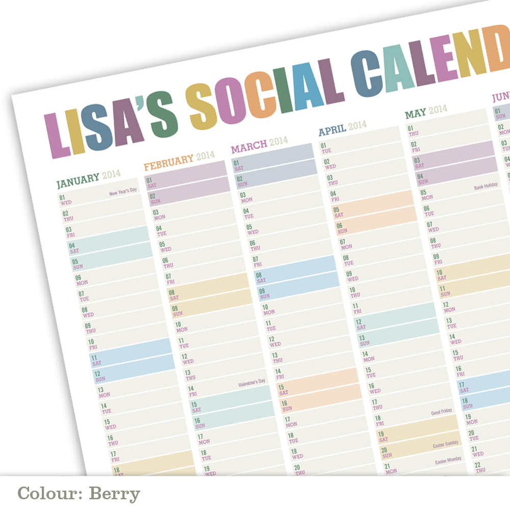 Reputation Calender Personalised Social Calendar Print – Rosie Robins